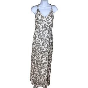 Market & Spruce White Gray Floral Jersey Knit Maxi Dress L